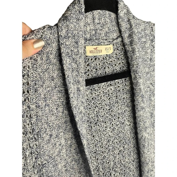 Hollister Women's Long Blue Knit Sweater Size XS/S Poncho Arms Cotton Blend - Picture 4 of 8